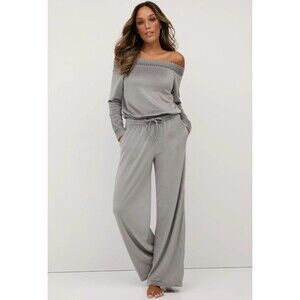 NY & Company Collection Velour Off-The-Shoulder Jumpsuit Rhinestone NWT XXL